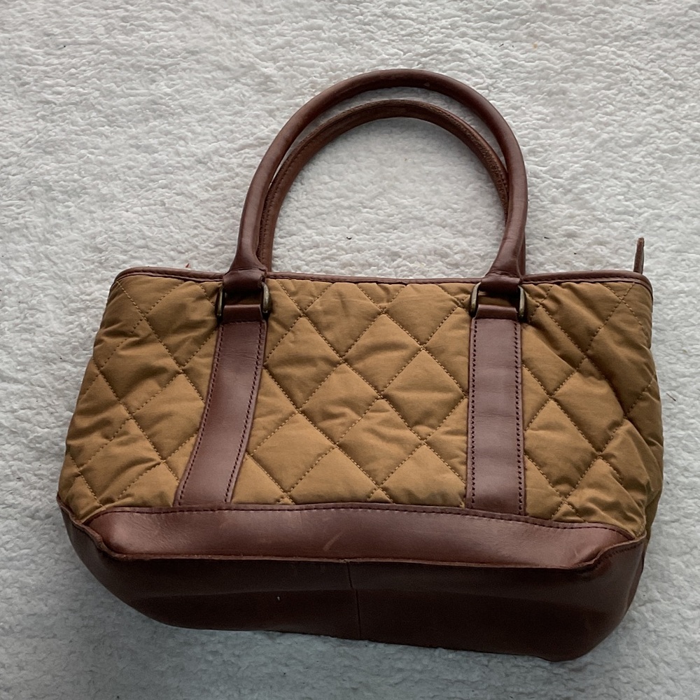 Quilted Tan and Brown Women'sL.L BEAN  Bag